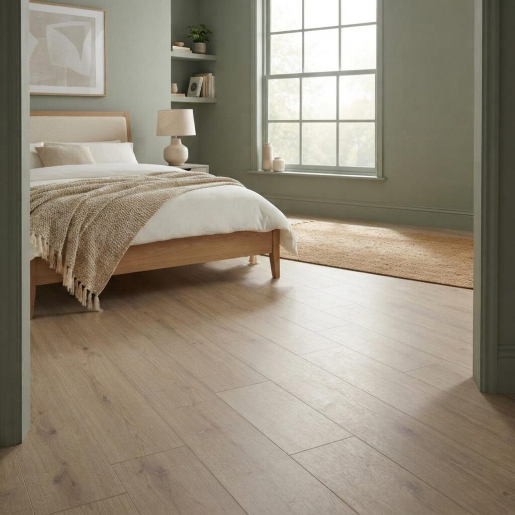 Norfolk Oak Beige · D80582 в интерьере: Спальня