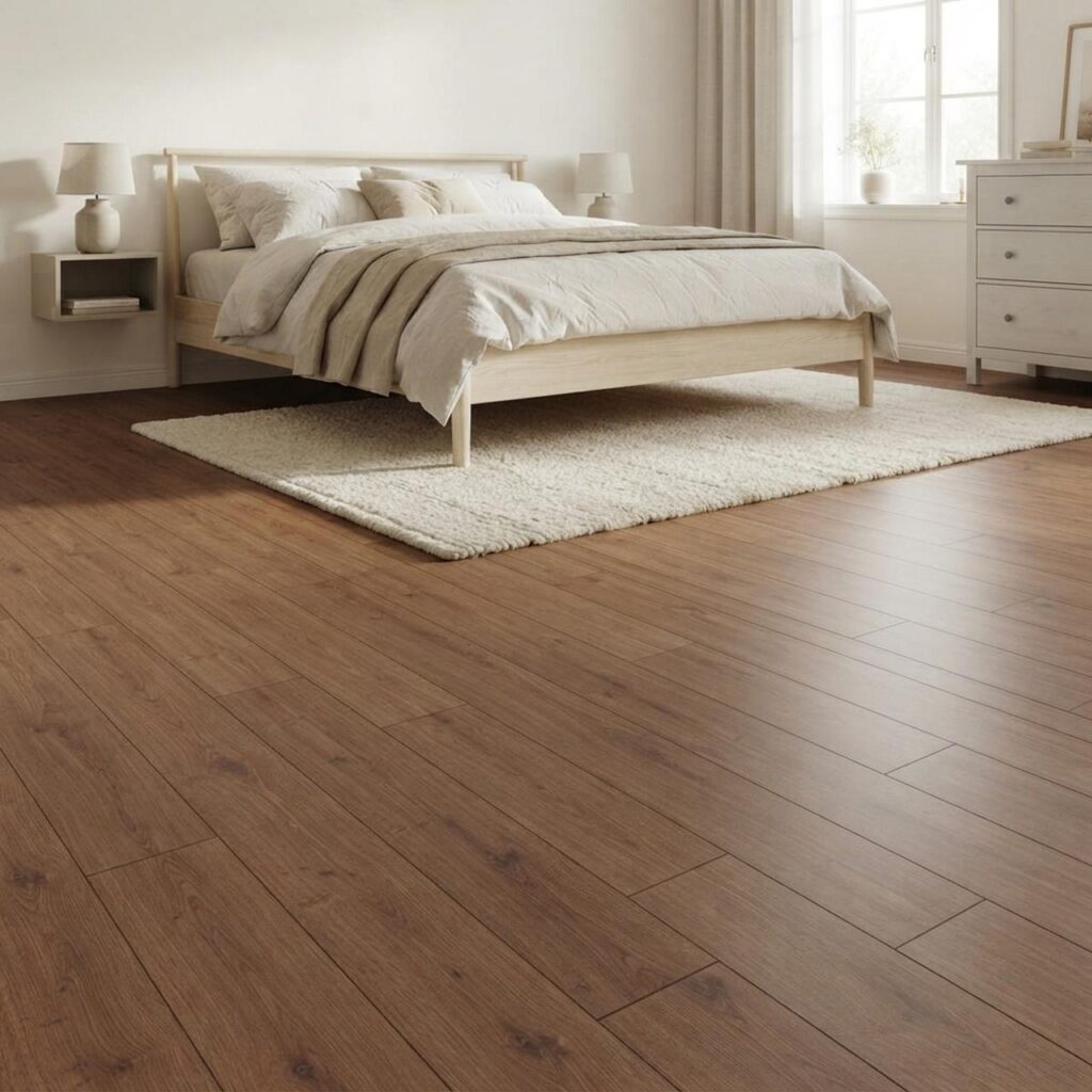 Norfolk Oak Kaffe · D80612 в интерьере: Спальня