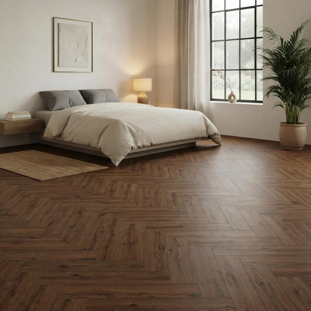 Portland Oak HB · P1005-HB в интерьере: Спальня