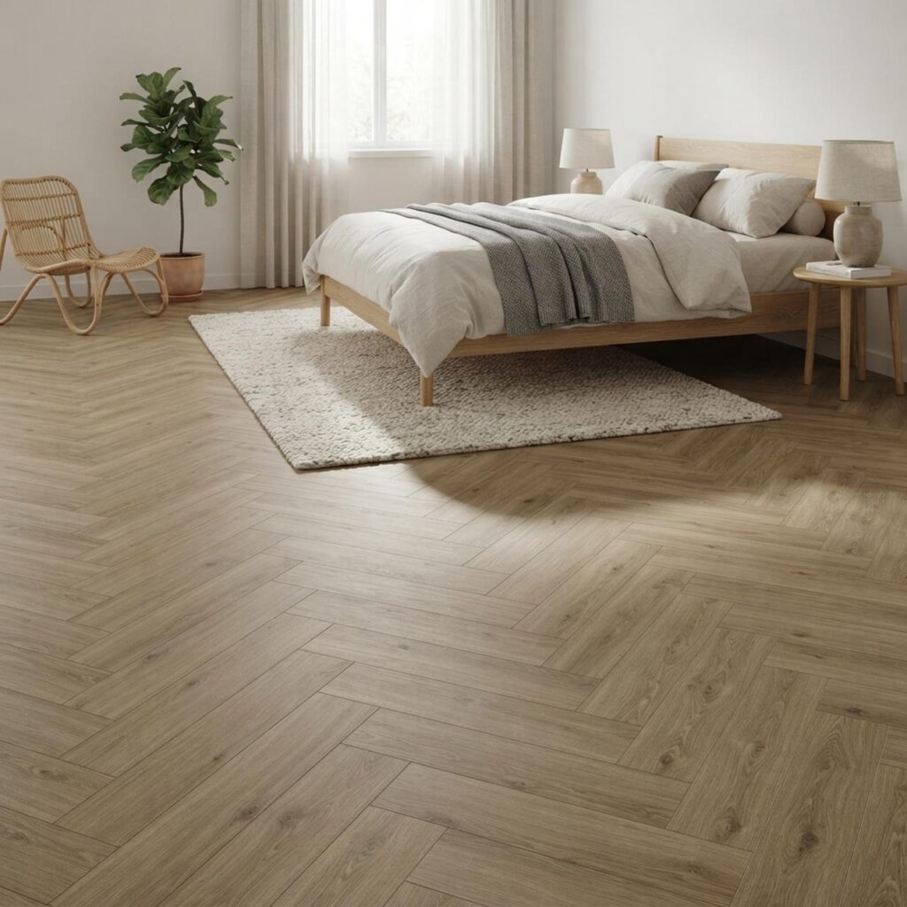 York Oak HB · P6002-HB в интерьере: Спальня