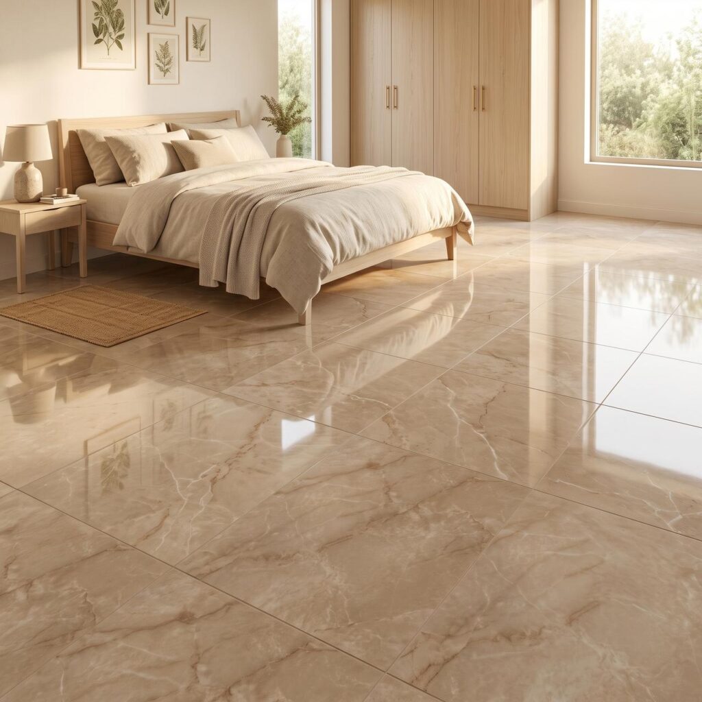 Botticino Classico Dark · D2909 в интерьере: Спальня