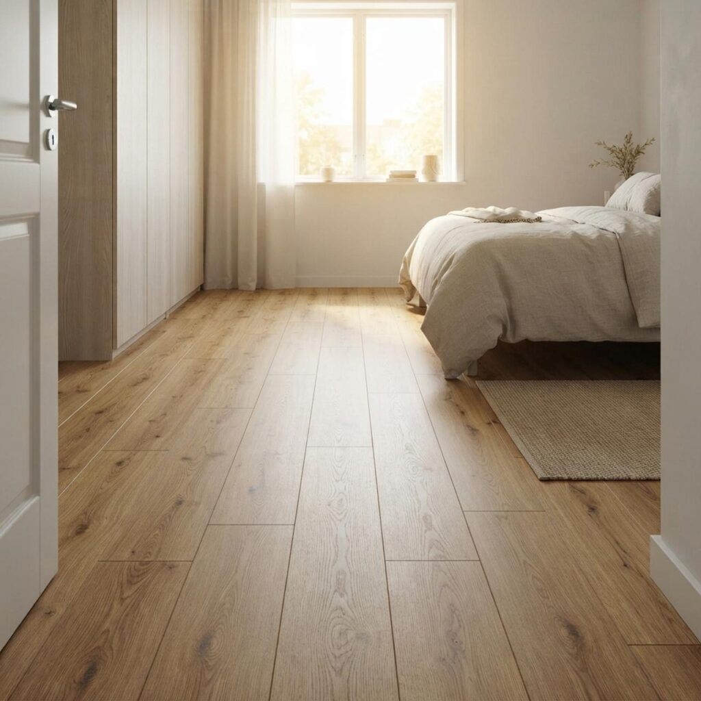 Makro Oak Gold · D41632 в интерьере: Спальня