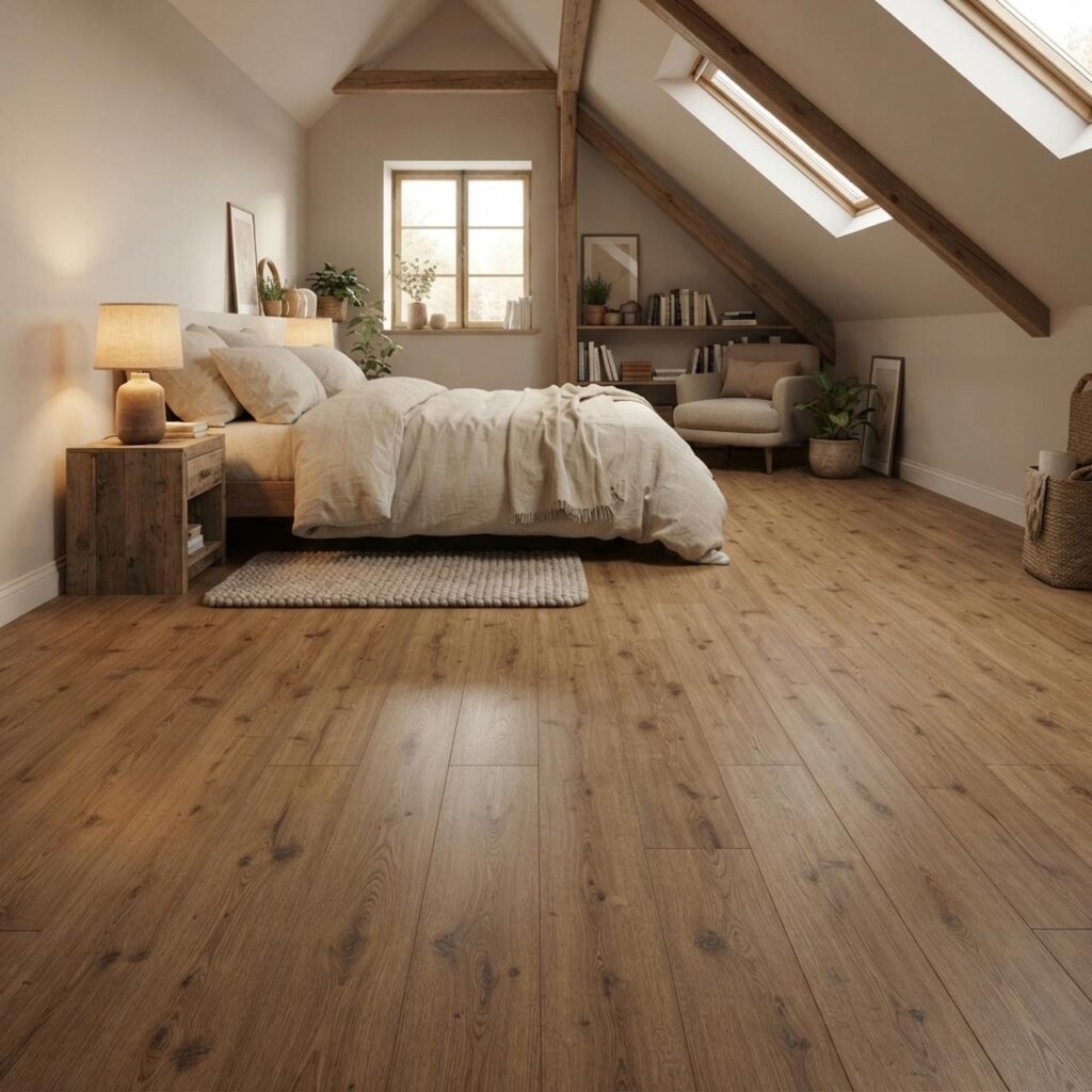 Makro Oak Silver · D41642 в интерьере: Спальня