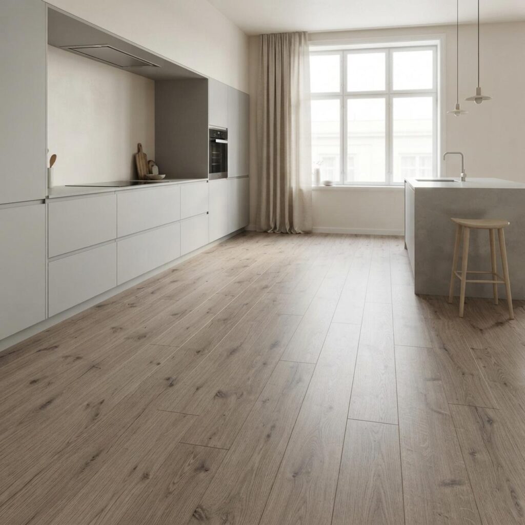 Дуб бежевый Петерсон · D4763-RB в интерьере: Кухня
