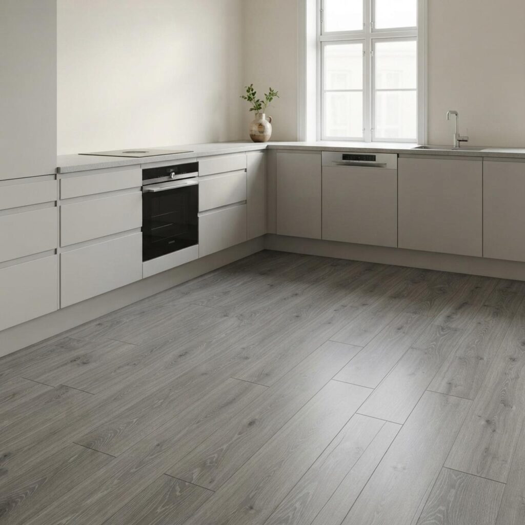 Дуб таймлесс серый · D3571 в интерьере: Кухня
