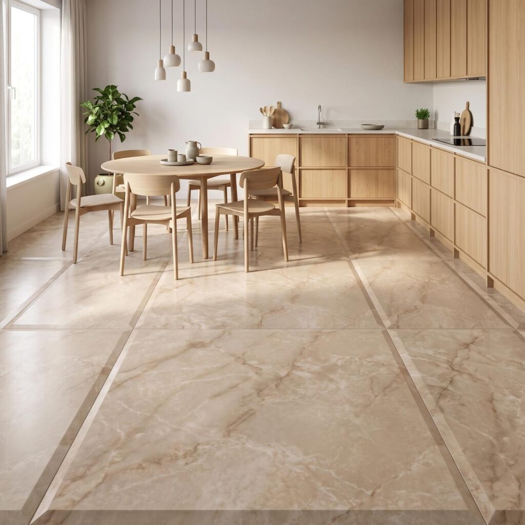 Botticino Classico Dark · D2909 в интерьере: Кухня