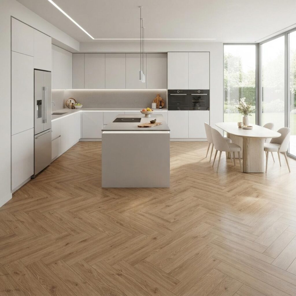 Дуб Натуральный Петерсон · D4764-HB в интерьере: Кухня