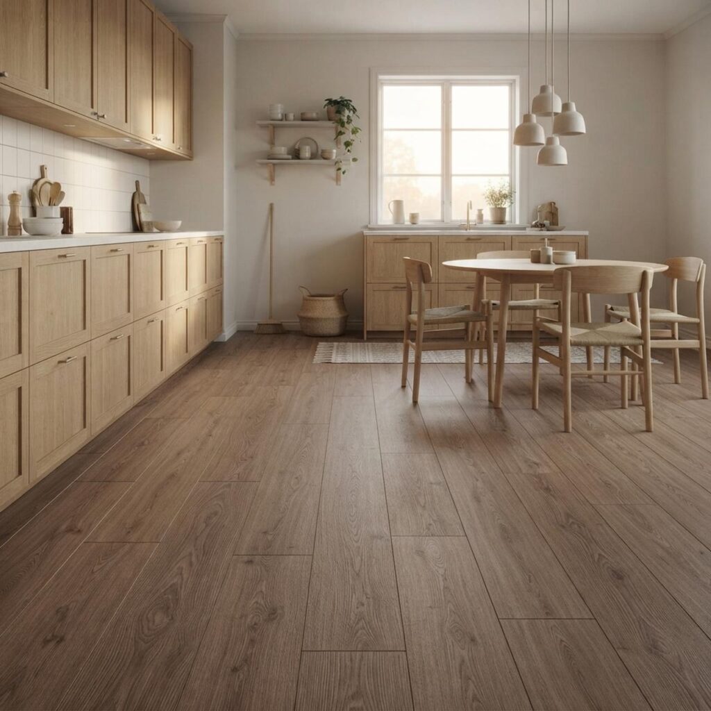 Дуб Макро коричневый · D4791 в интерьере: Кухня