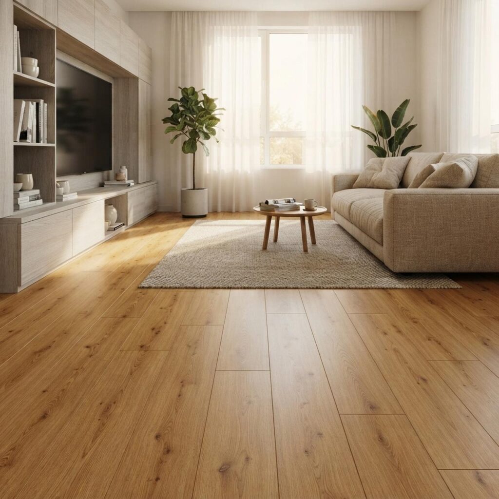 Harvest Oak Sand · D81682 в интерьере: Гостиная