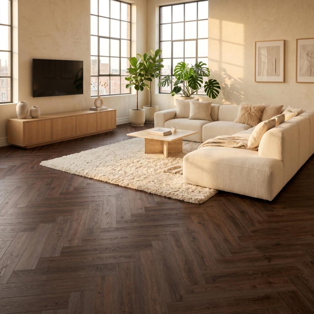 Portland Oak HB · P1005-HB в интерьере: Гостиная