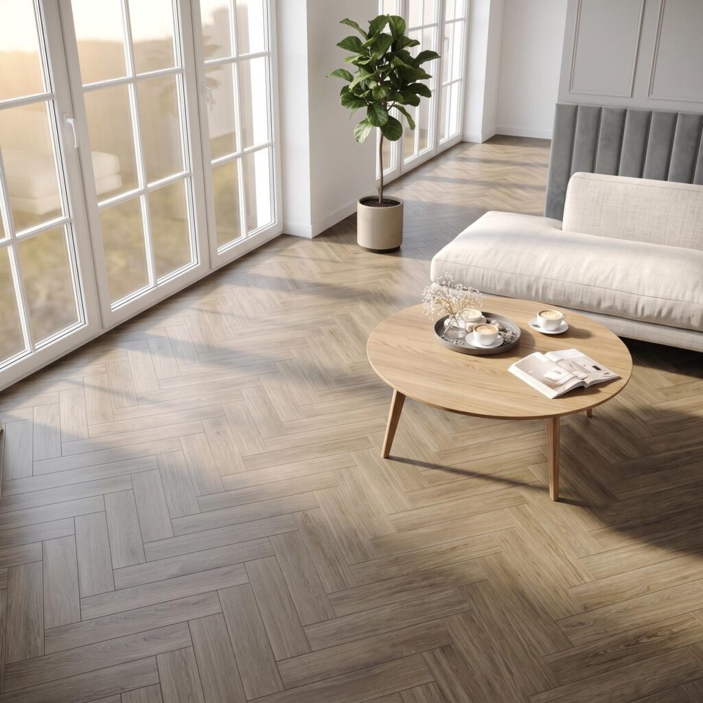 York Oak HB · P6002-HB в интерьере: Гостиная