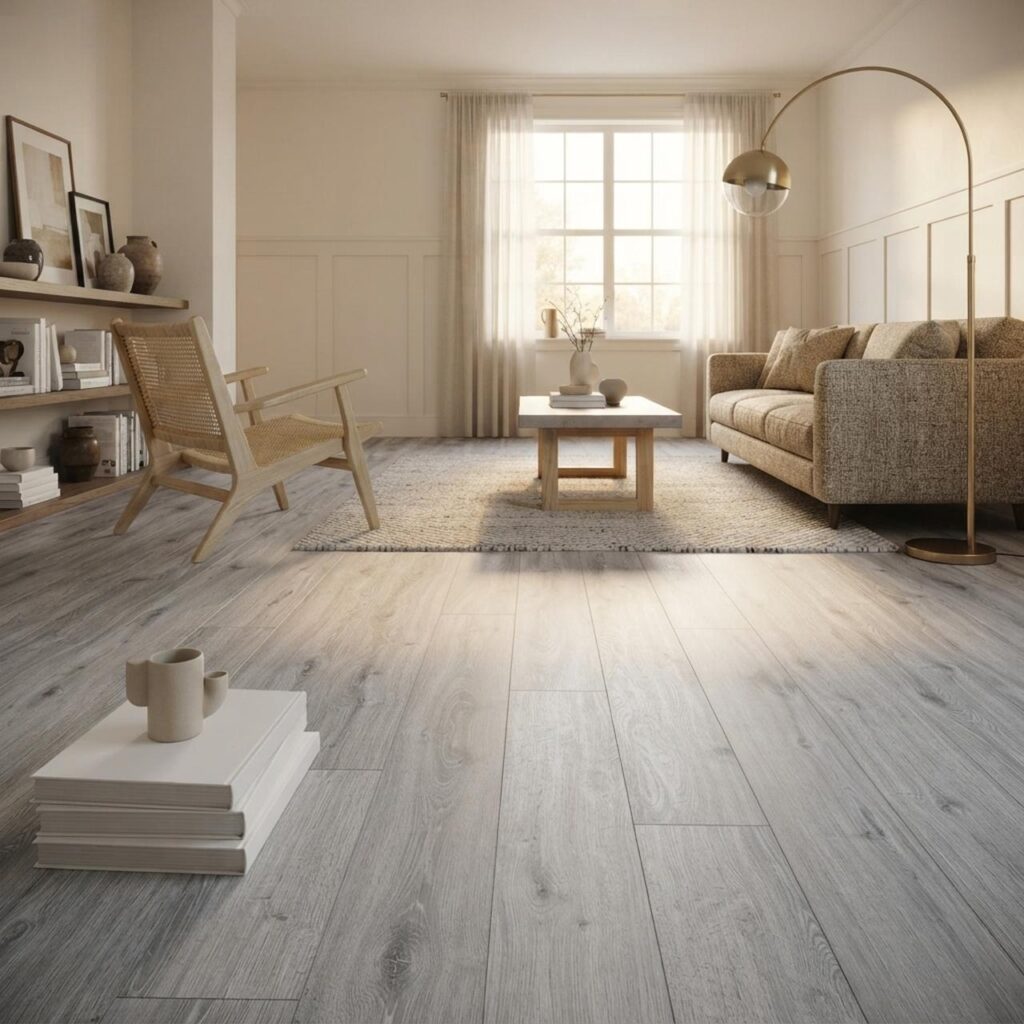 Ice Oak · P1007 в интерьере: Гостиная