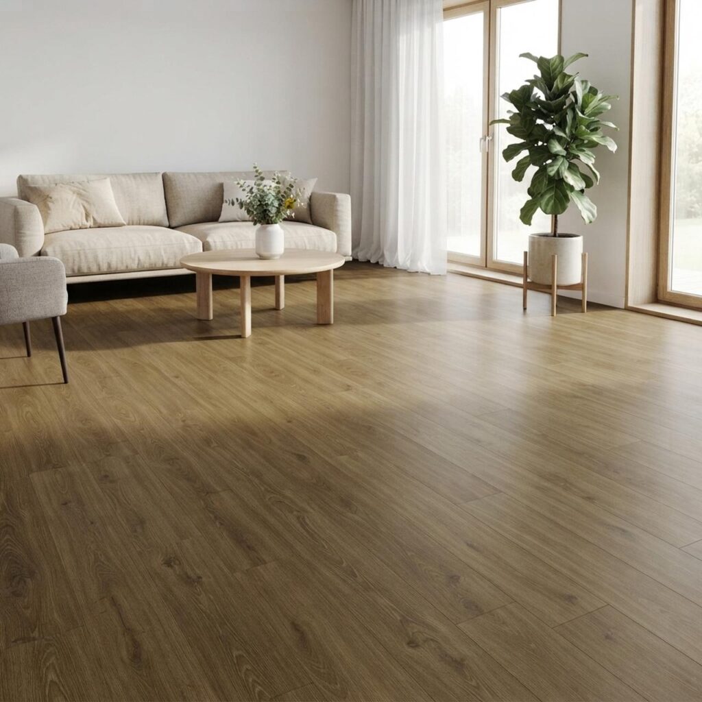 Calm Oak · P6003 в интерьере: Гостиная