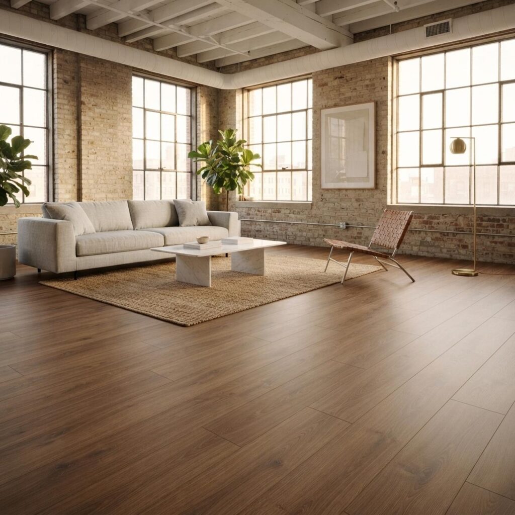 Marrone Oak · P6005 в интерьере: Гостиная