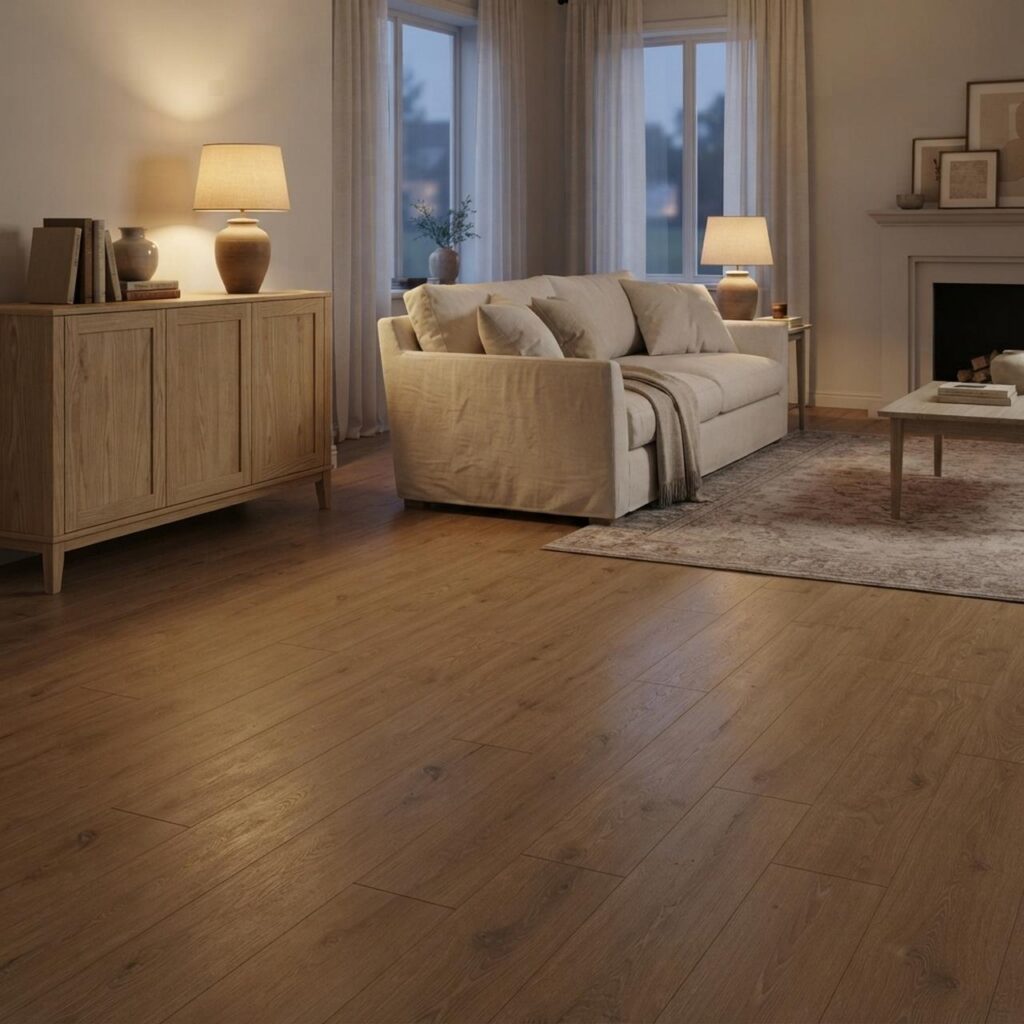 Horizon Oak Chocolate · D41212 в интерьере: Гостиная