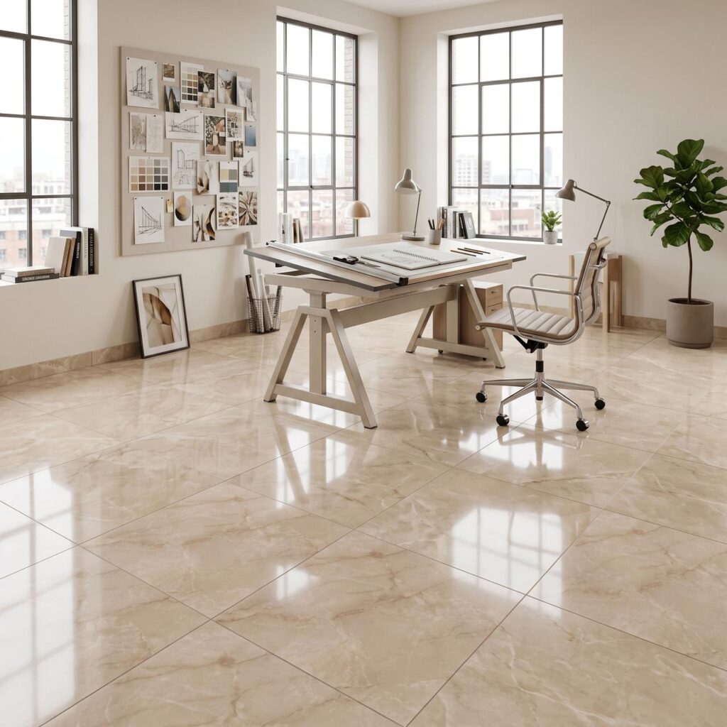Botticino Classico Dark · D2909 в интерьере: Кабинет