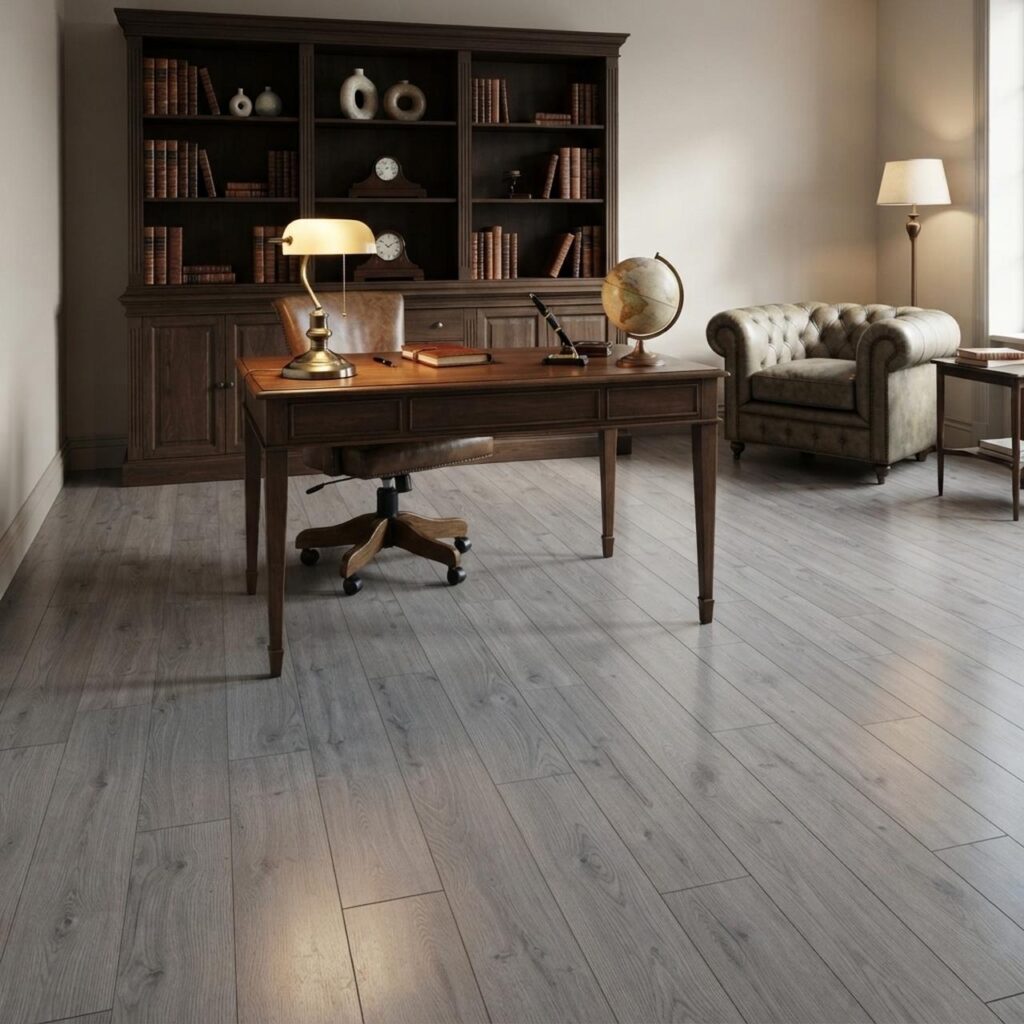 Дуб Макро светло-серый · D3670-MM в интерьере: Кабинет