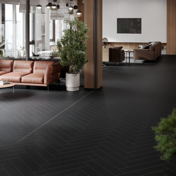 U190 Black HB — кварцвинил The Floor Herringbone
