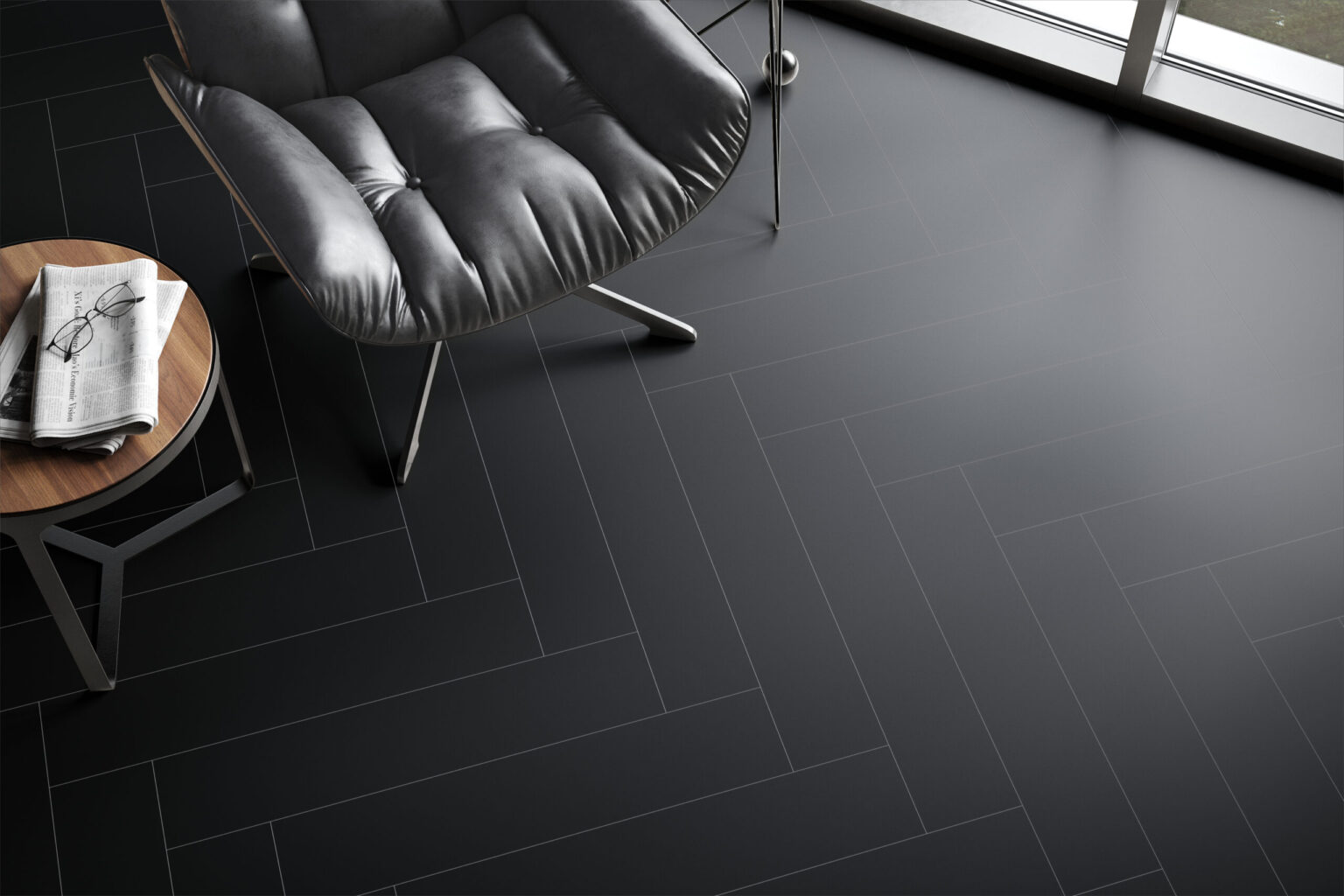 U190 Black HB — кварцвинил The Floor Herringbone